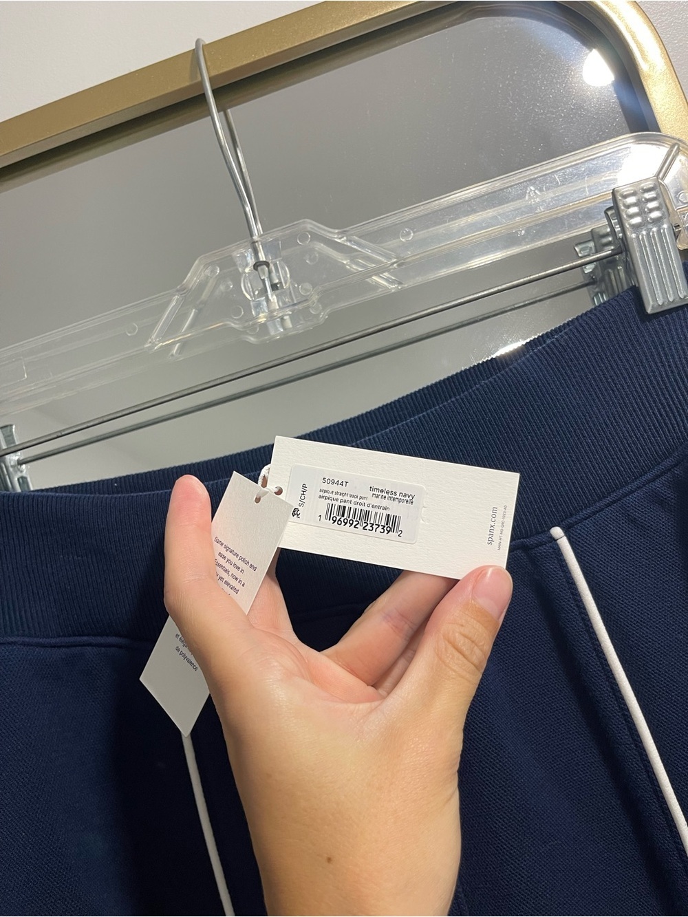 NWT SPANX Air Essentials Pique Straight Leg Pant navy blue high rise tall 34” - Picture 8 of 10